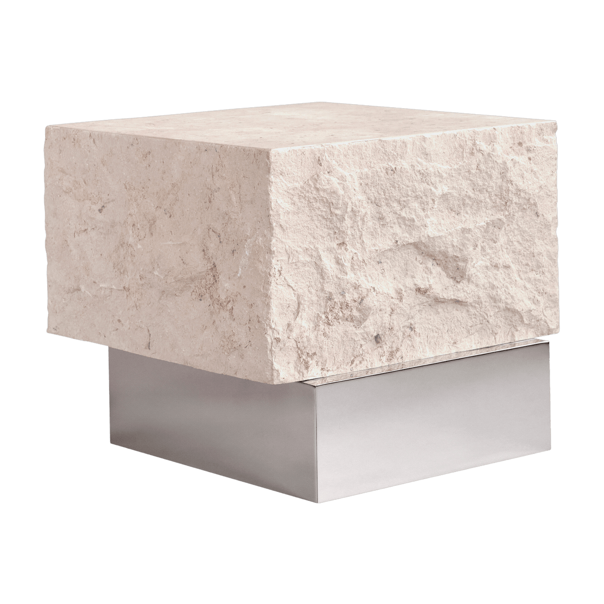 Table basse en calcaire et acier chromé 40x42x35cm Temple - 101 COPENHAGEN - The Cool Republic