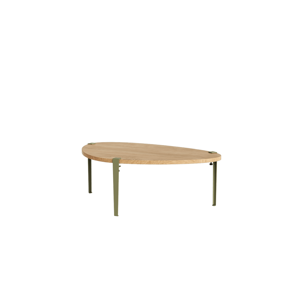 Table basse en chêne avec pieds en acier vert kaki 43 cm Galet - TIPTOE - The Cool Republic