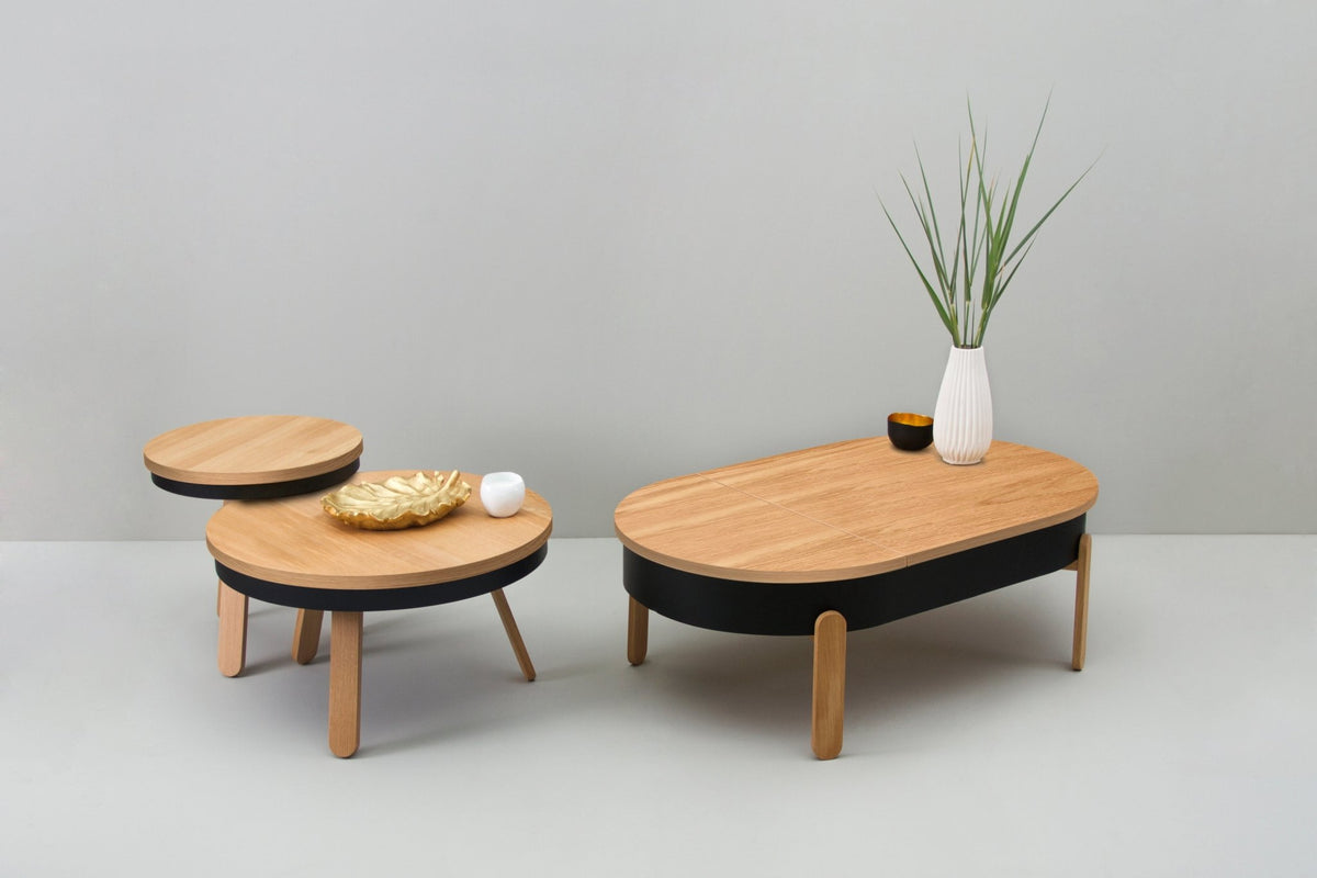 Table basse en chêne et noire 100 cm Batea - Woodendot - The Cool Republic