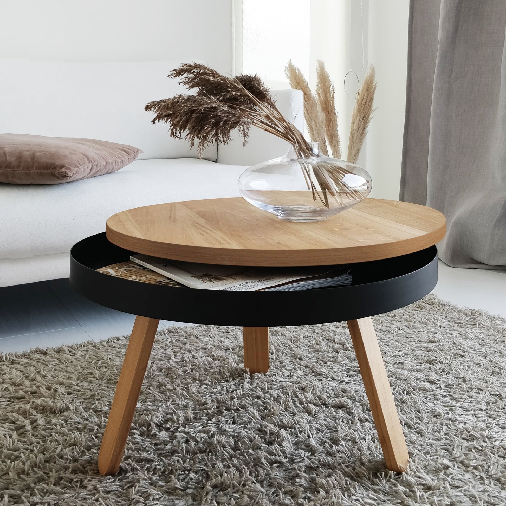 Table basse en chêne et noire 62 cm Batea - Woodendot - The Cool Republic