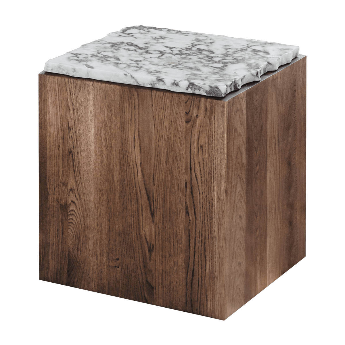 Table basse en chêne fumé et marbre blanc Calacatta Viola 40x40x44cm Pera S - Un’common - The Cool Republic