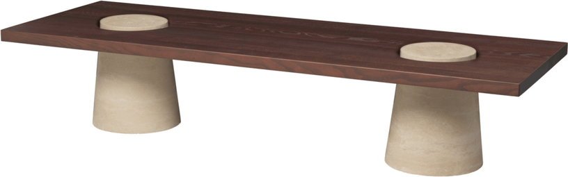 Table basse en en travertin et frêne carbonisé 55x155x34cm Grova - Ferm living - The Cool Republic