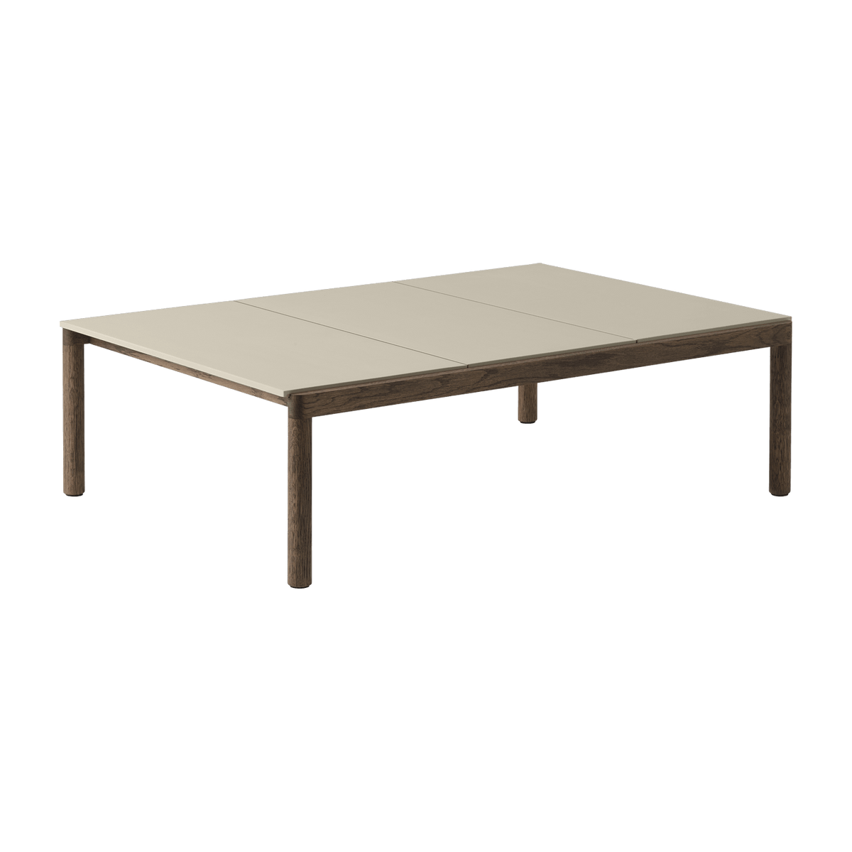 Table basse en grès beige sable lisse et chêne foncé 85 x 120 cm Couple - Muuto - The Cool Republic