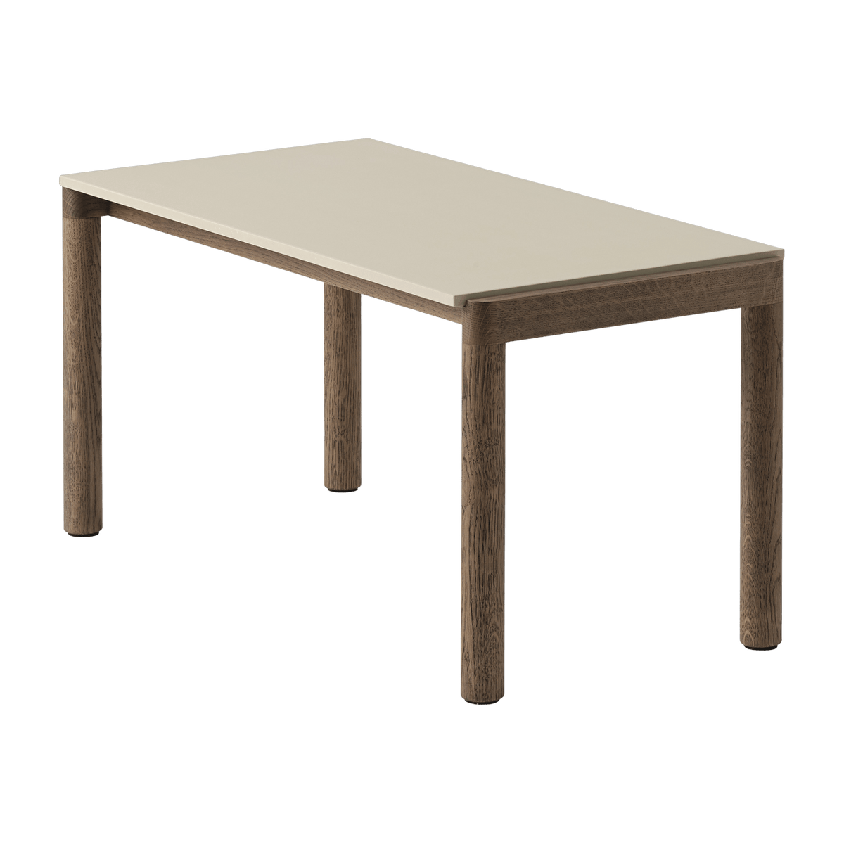 Table basse en grès beige sable lisse et chêne foncé 85 x 40 cm Couple - Muuto - The Cool Republic
