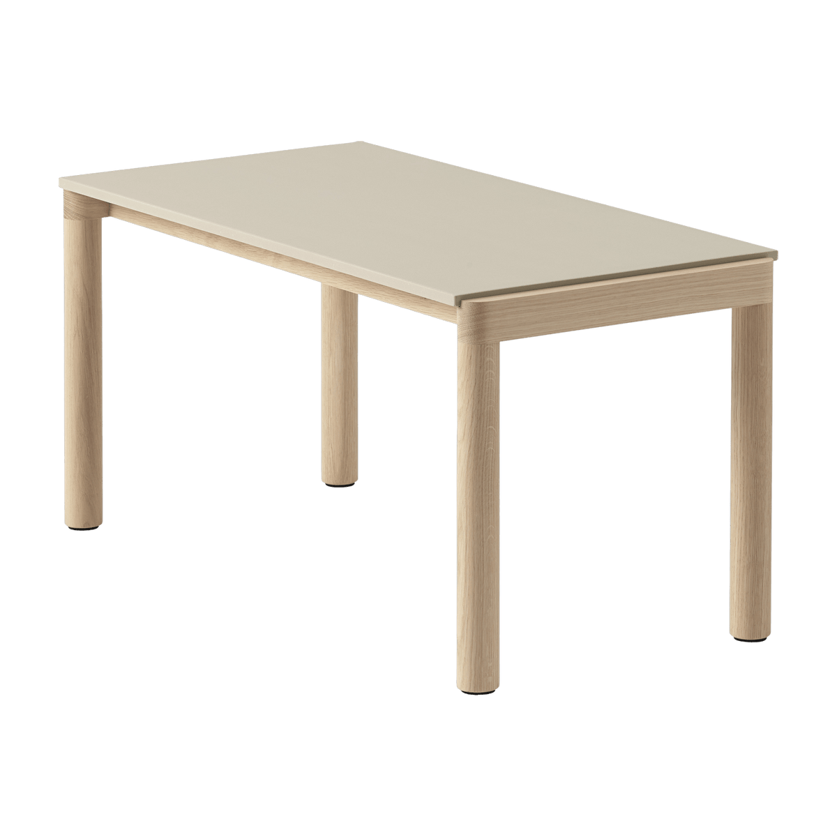 Table basse en grès beige sable lisse et chêne naturel 85 x 40 cm Couple - Muuto - The Cool Republic