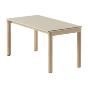 Table basse en grès beige sable lisse et chêne naturel 85 x 40 cm Couple - Muuto - The Cool Republic
