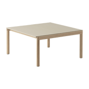 Table basse en grès beige sable lisse et chêne naturel 85 x 80 cm Couple - Muuto - The Cool Republic
