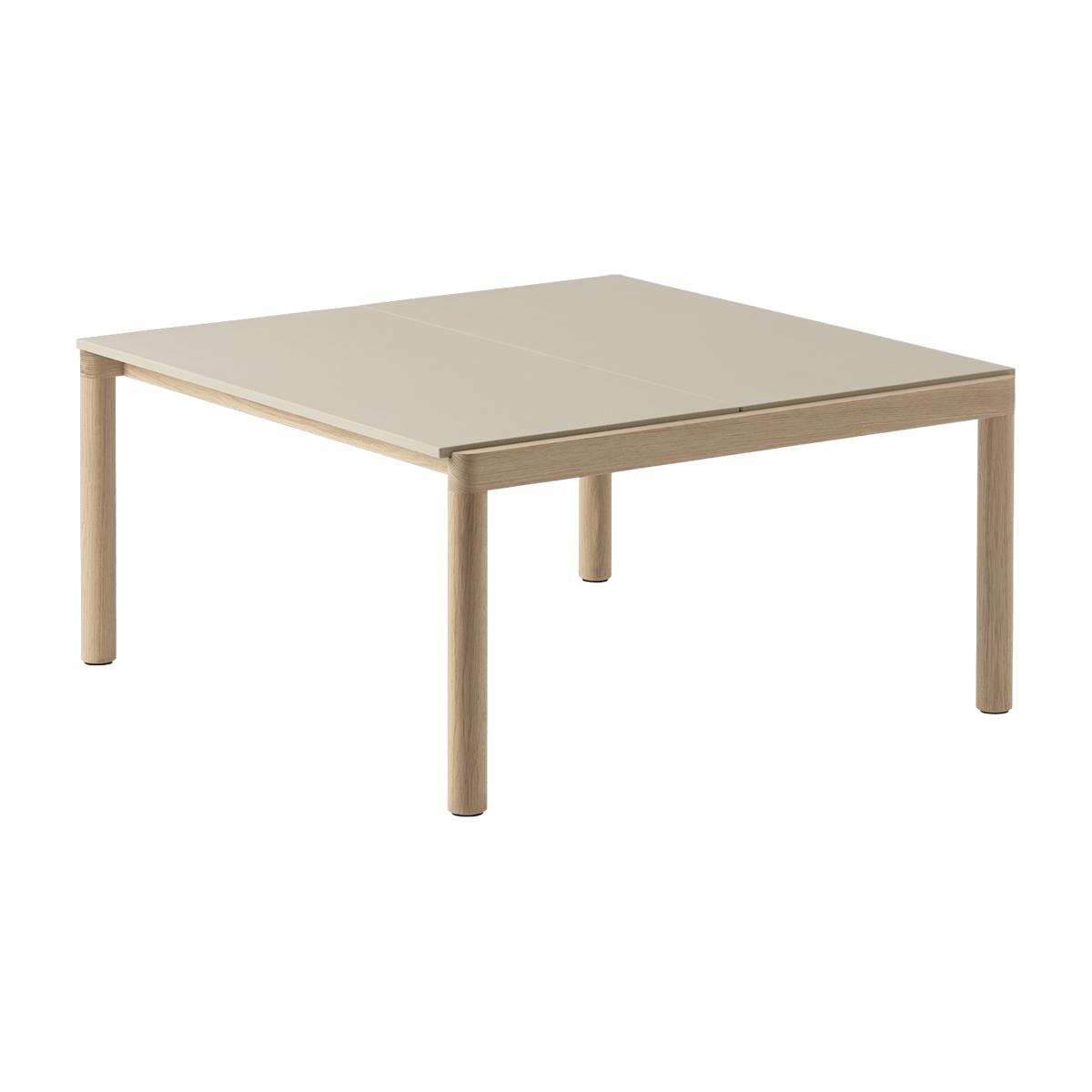 Table basse en grès beige sable lisse et chêne naturel 85 x 80 cm Couple - Muuto - The Cool Republic