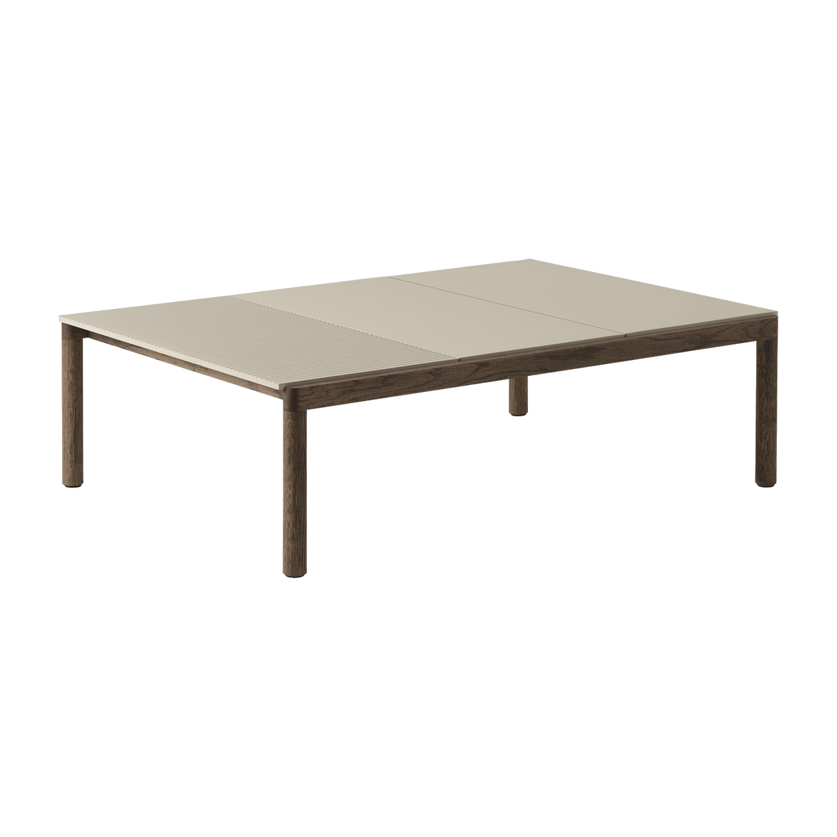 Table basse en grès beige sable wavy et chêne foncé 85 x 120 cm Couple - Muuto - The Cool Republic