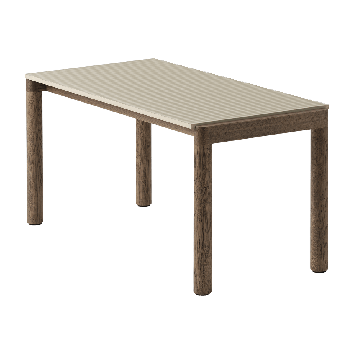 Table basse en grès beige sable wavy et chêne foncé 85 x 40 cm Couple - Muuto - The Cool Republic