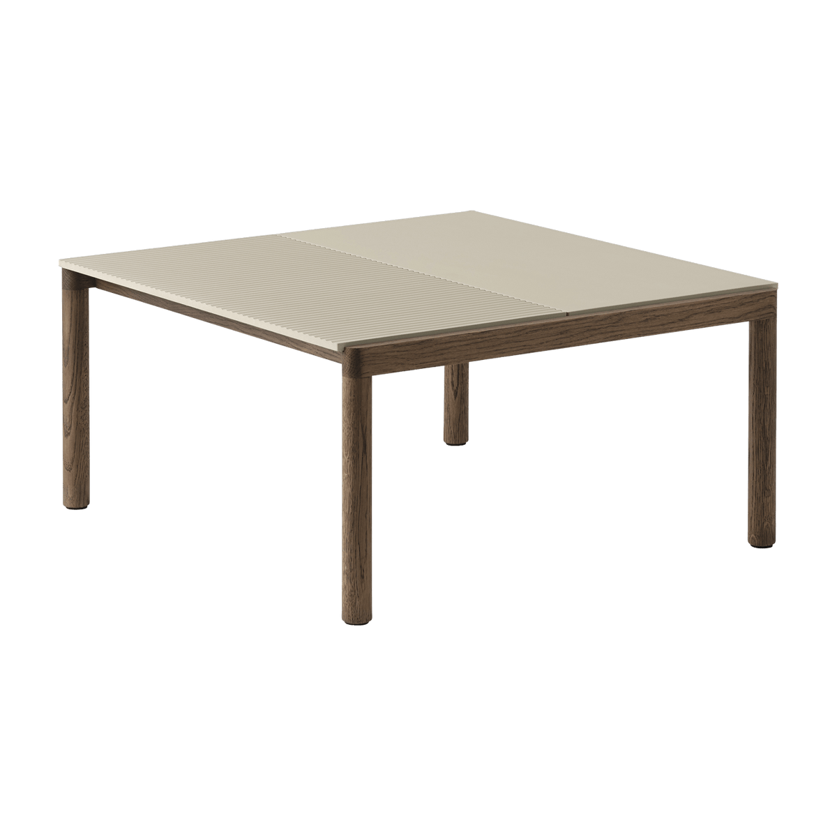 Table basse en grès beige sable wavy et chêne foncé 85 x 80 cm Couple - Muuto - The Cool Republic