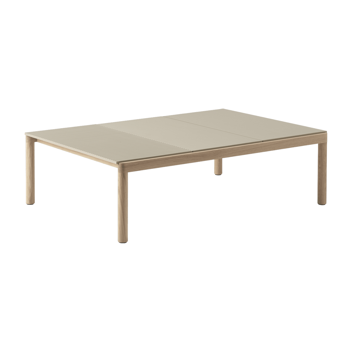 Table basse en grès beige sable wavy et chêne naturel 85 x 120 cm Couple - Muuto - The Cool Republic