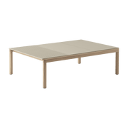 Table basse en grès beige sable wavy et chêne naturel 85 x 120 cm Couple - Muuto - The Cool Republic
