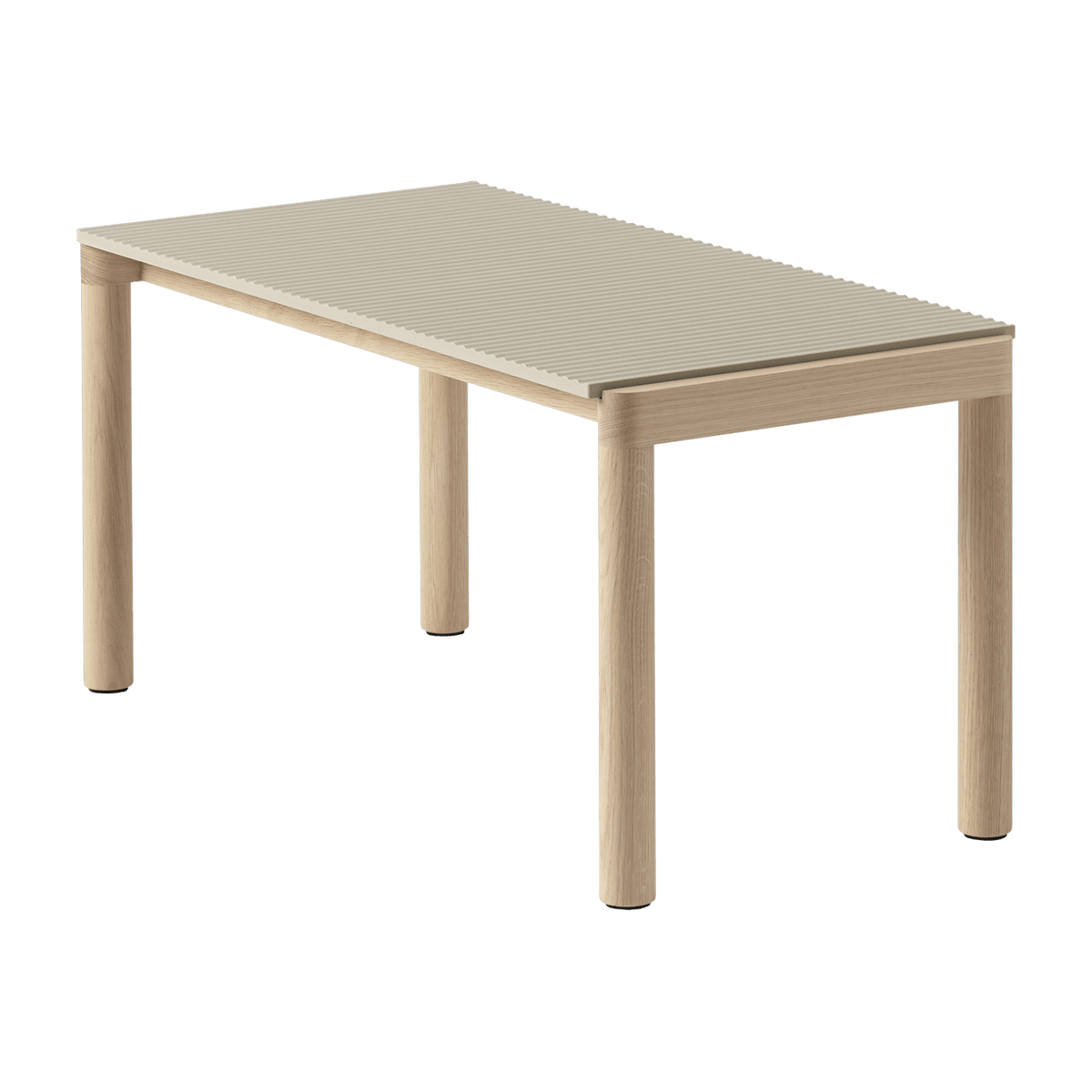 Table basse en grès beige sable wavy et chêne naturel 85 x 40 cm Couple - Muuto - The Cool Republic
