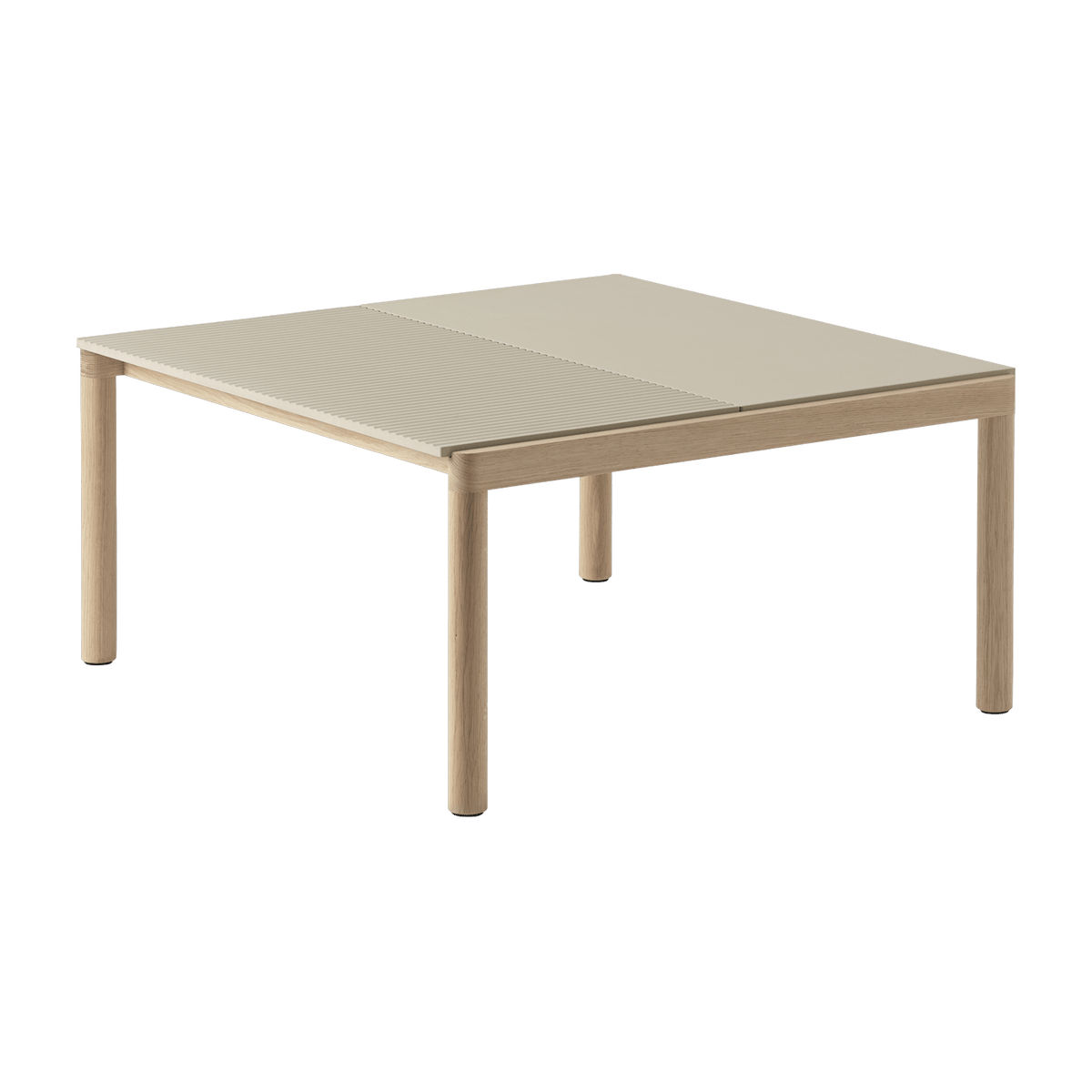 Table basse en grès beige sable wavy et chêne naturel 85 x 80 cm Couple - Muuto - The Cool Republic