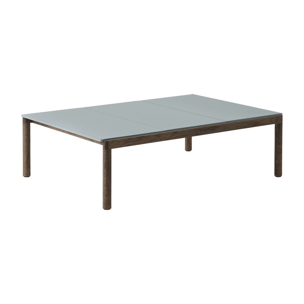 Table basse en grès bleu pâle lisse et chêne foncé 85 x 120 cm Couple - Muuto - The Cool Republic