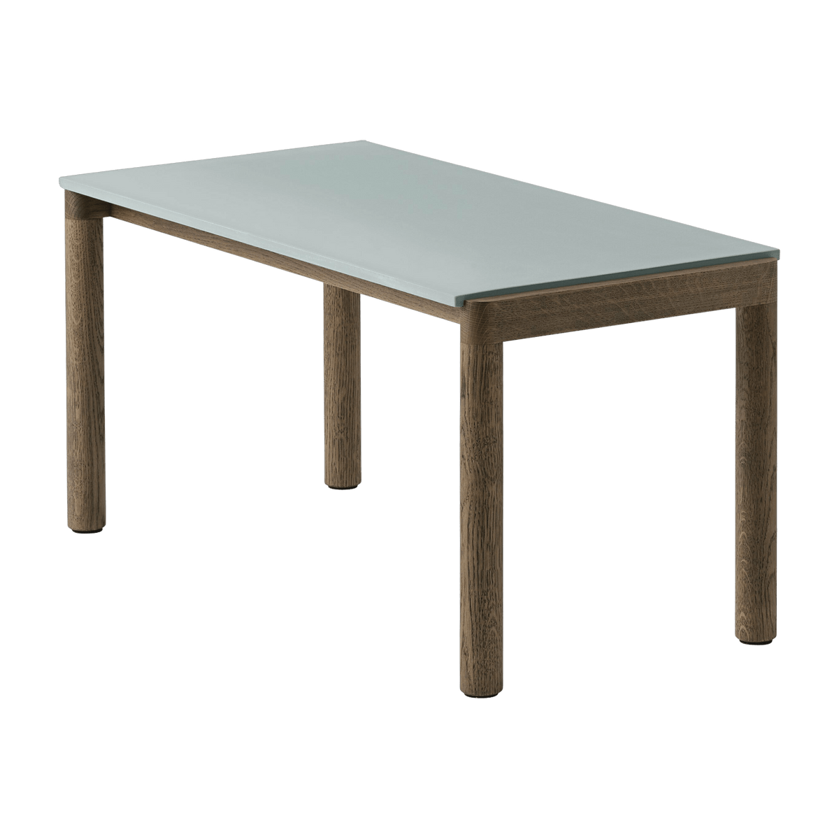 Table basse en grès bleu pâle lisse et chêne foncé 85 x 40 cm Couple - Muuto - The Cool Republic