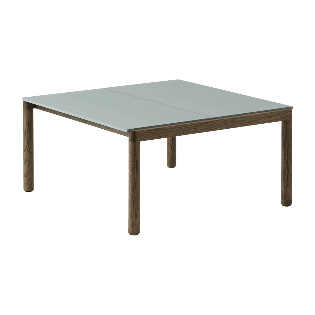 Table basse en grès bleu pâle lisse et chêne foncé 85 x 80 cm Couple - Muuto - The Cool Republic