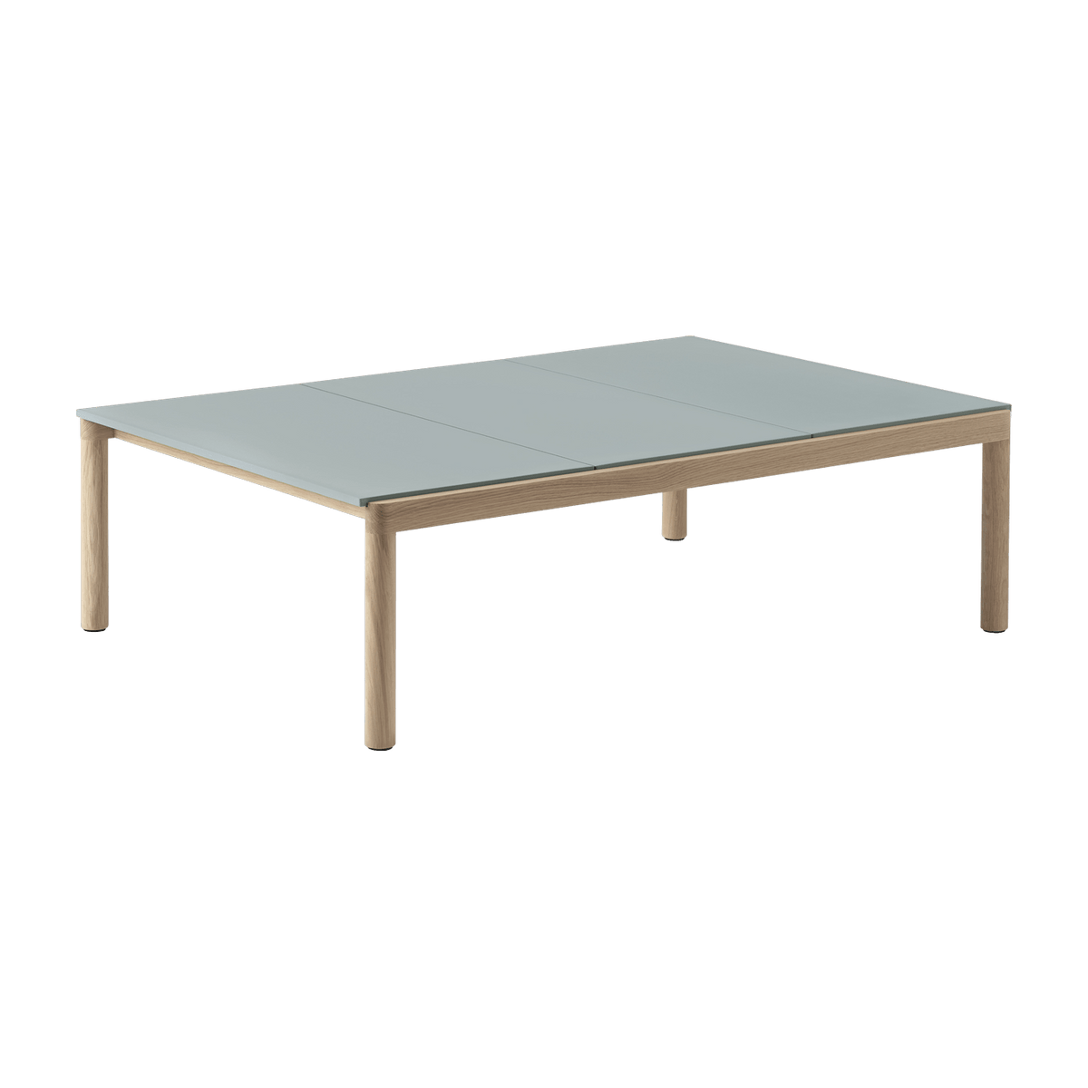 Table basse en grès bleu pâle lisse et chêne naturel 85 x 120 cm Couple - Muuto - The Cool Republic