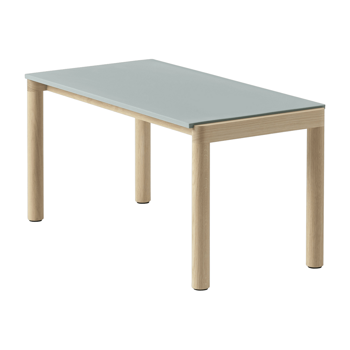 Table basse en grès bleu pâle lisse et chêne naturel 85 x 40 cm Couple - Muuto - The Cool Republic