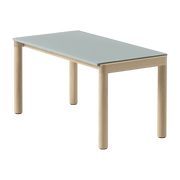 Table basse en grès bleu pâle lisse et chêne naturel 85 x 40 cm Couple - Muuto - The Cool Republic