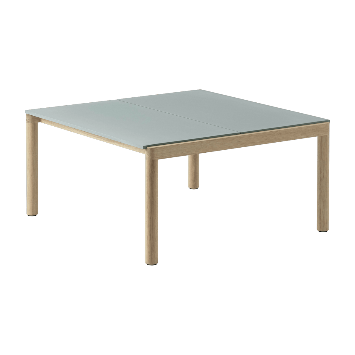 Table basse en grès bleu pâle lisse et chêne naturel 85 x 80 cm Couple - Muuto - The Cool Republic