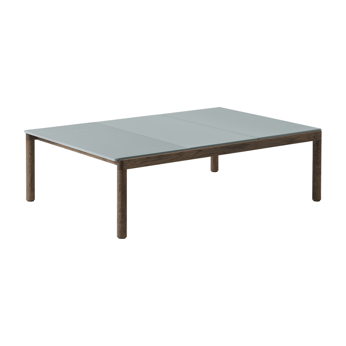Table basse en grès bleu pâle wavy et chêne foncé 85 x 120 cm Couple - Muuto - The Cool Republic