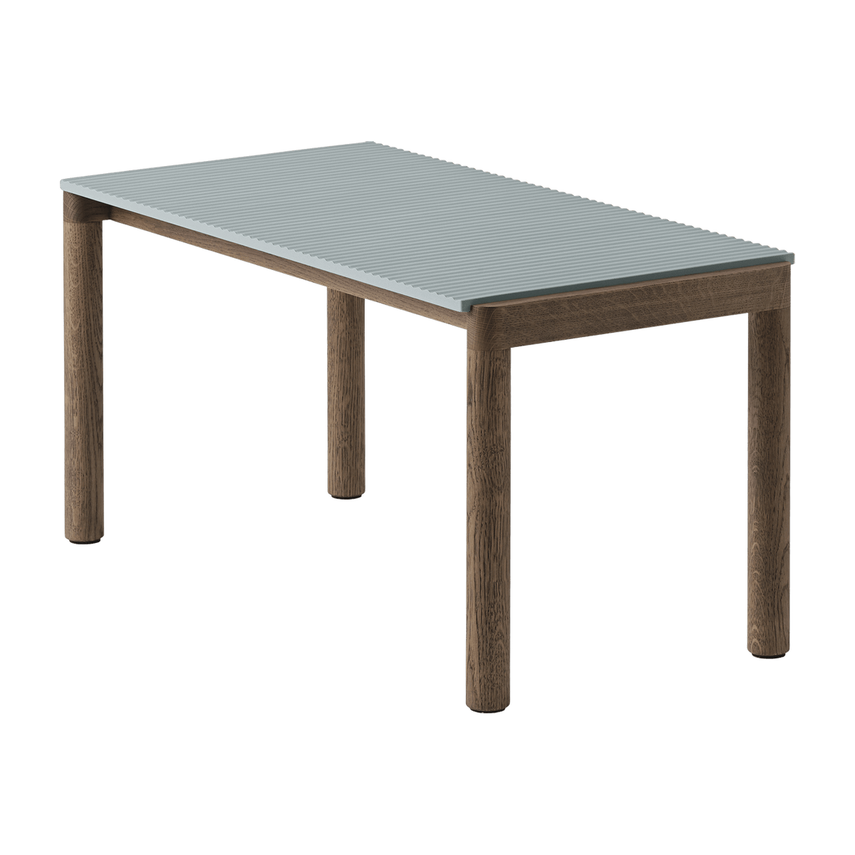 Table basse en grès bleu pâle wavy et chêne foncé 85 x 40 cm Couple - Muuto - The Cool Republic