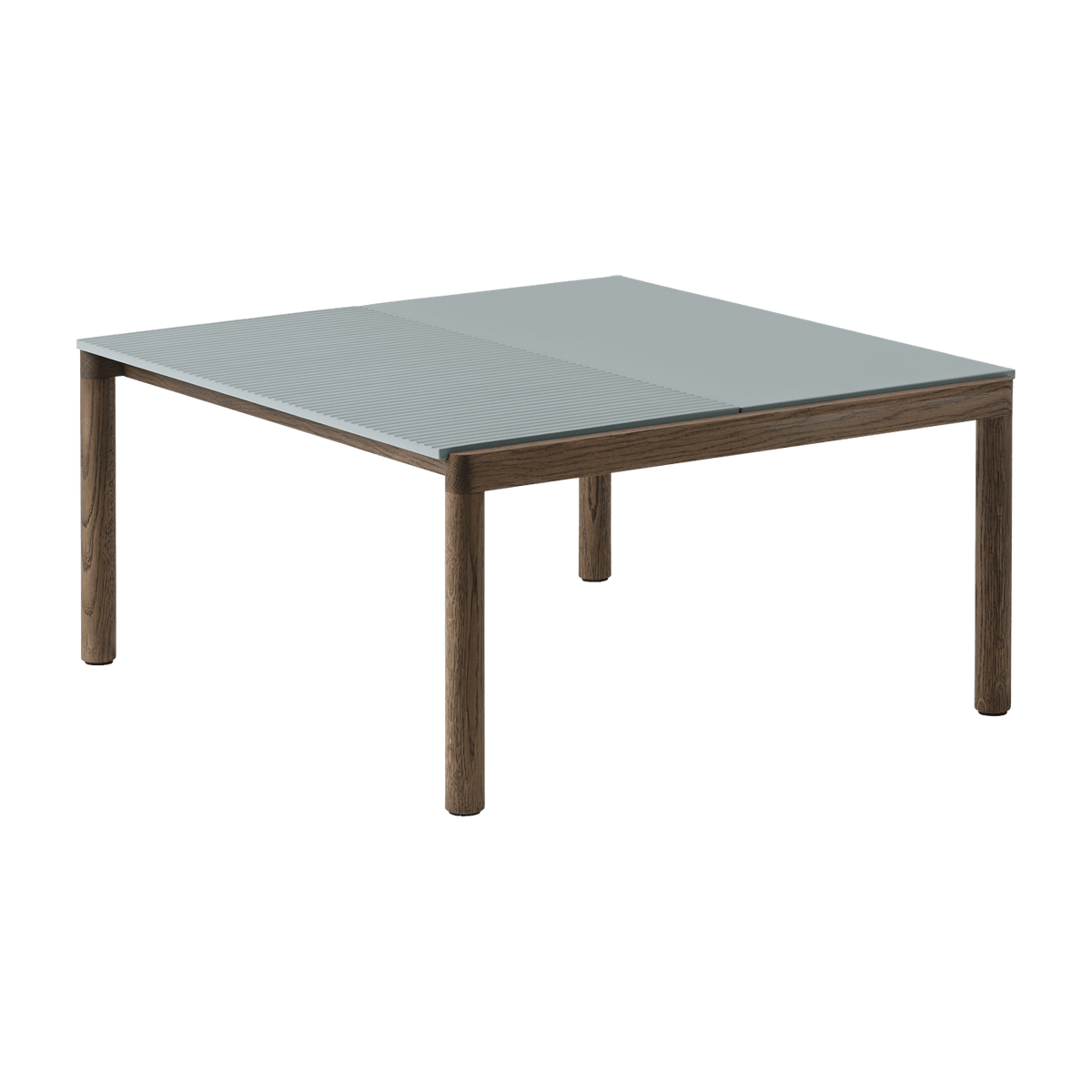 Table basse en grès bleu pâle wavy et chêne foncé 85 x 80 cm Couple - Muuto - The Cool Republic