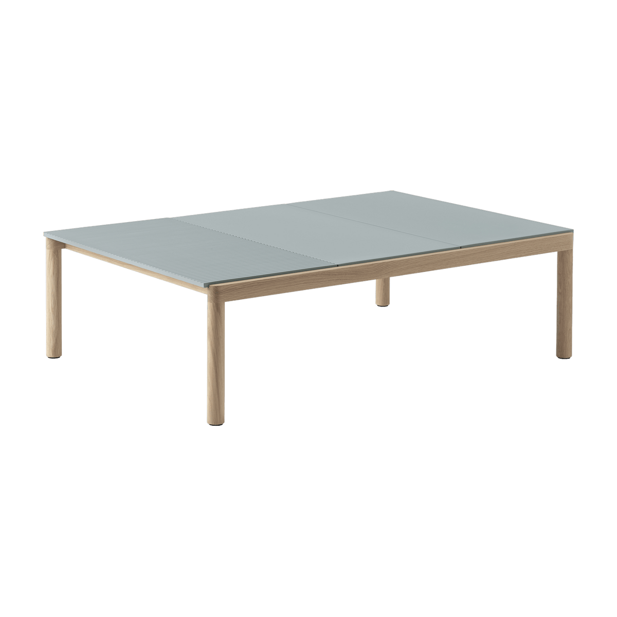 Table basse en grès bleu pâle wavy et chêne naturel 85 x 120 cm Couple - Muuto - The Cool Republic