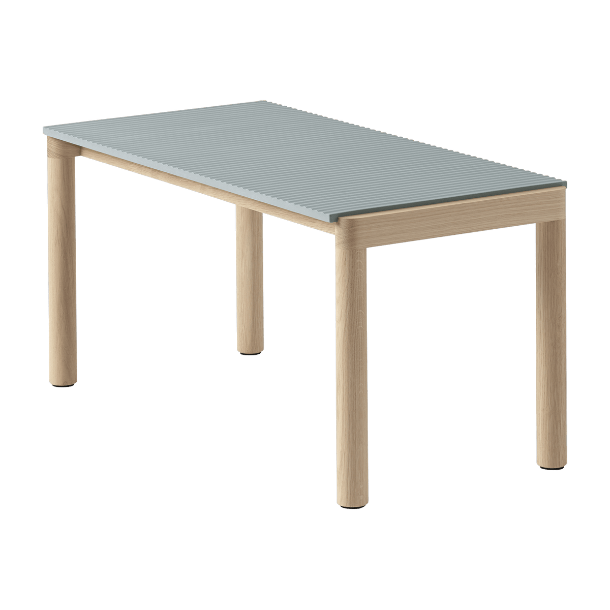 Table basse en grès bleu pâle wavy et chêne naturel 85 x 40 cm Couple - Muuto - The Cool Republic
