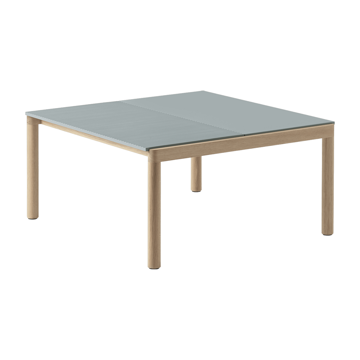 Table basse en grès bleu pâle wavy et chêne naturel 85 x 80 cm Couple - Muuto - The Cool Republic