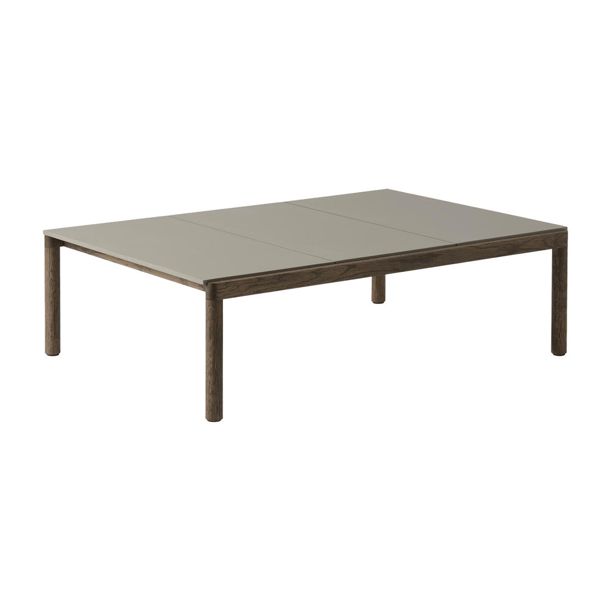 Table basse en grès taupe lisse et chêne foncé 85 x 120 cm Couple - Muuto - The Cool Republic