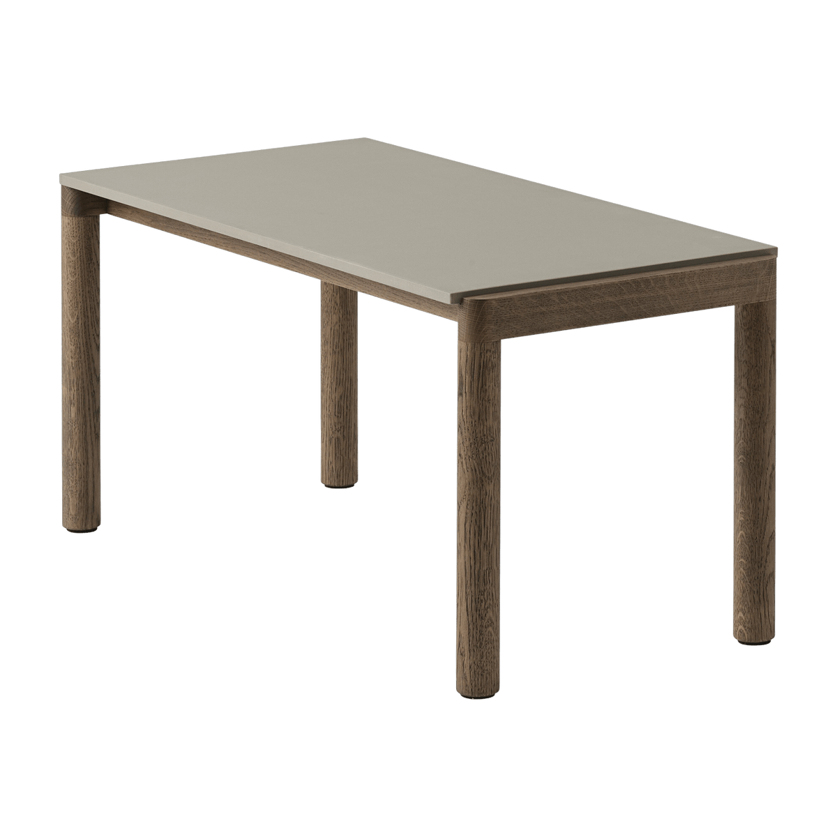 Table basse en grès taupe lisse et chêne foncé 85 x 40 cm Couple - Muuto - The Cool Republic