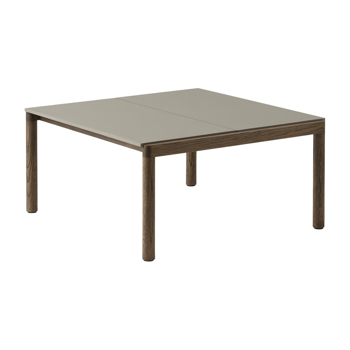 Table basse en grès taupe lisse et chêne foncé 85 x 80 cm Couple - Muuto - The Cool Republic