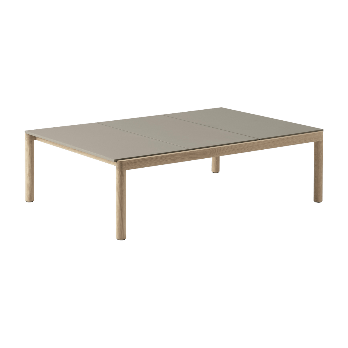 Table basse en grès taupe lisse et chêne naturel 85 x 120 cm Couple - Muuto - The Cool Republic