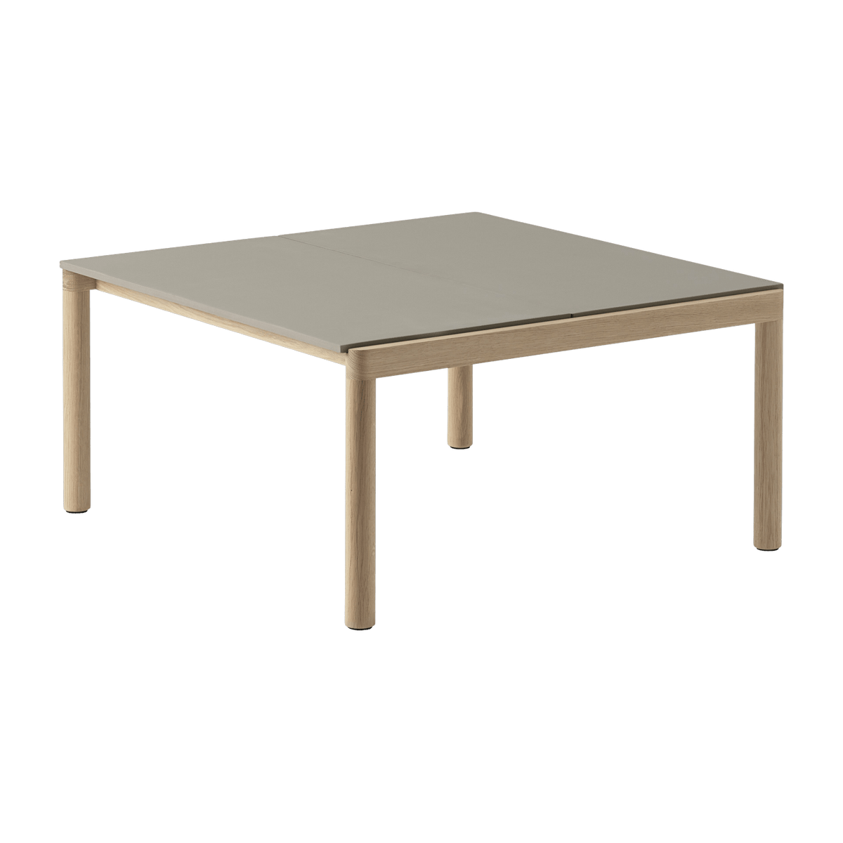 Table basse en grès taupe lisse et chêne naturel 85 x 80 cm Couple - Muuto - The Cool Republic