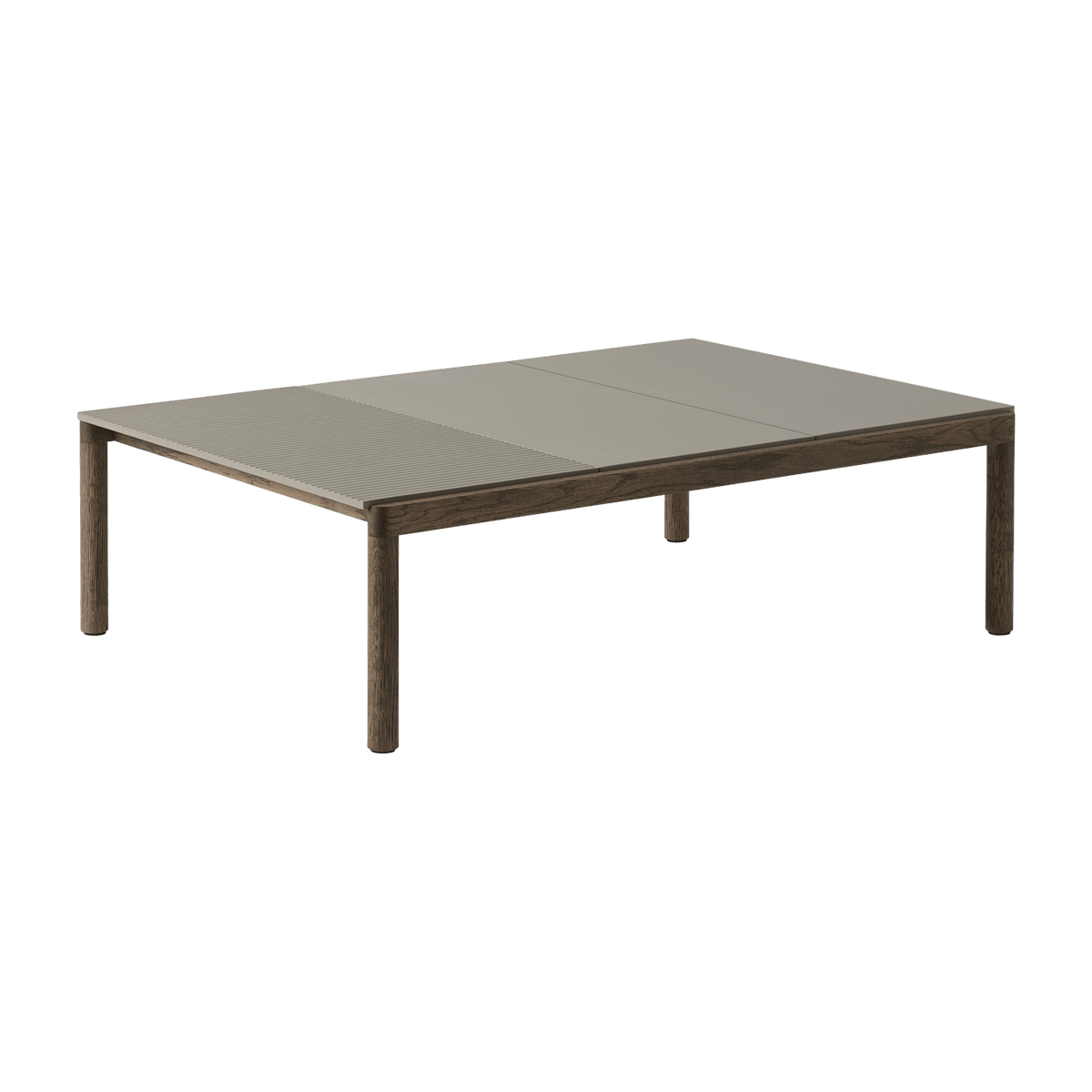 Table basse en grès taupe wavy et chêne foncé 85 x 120 cm Couple - Muuto - The Cool Republic