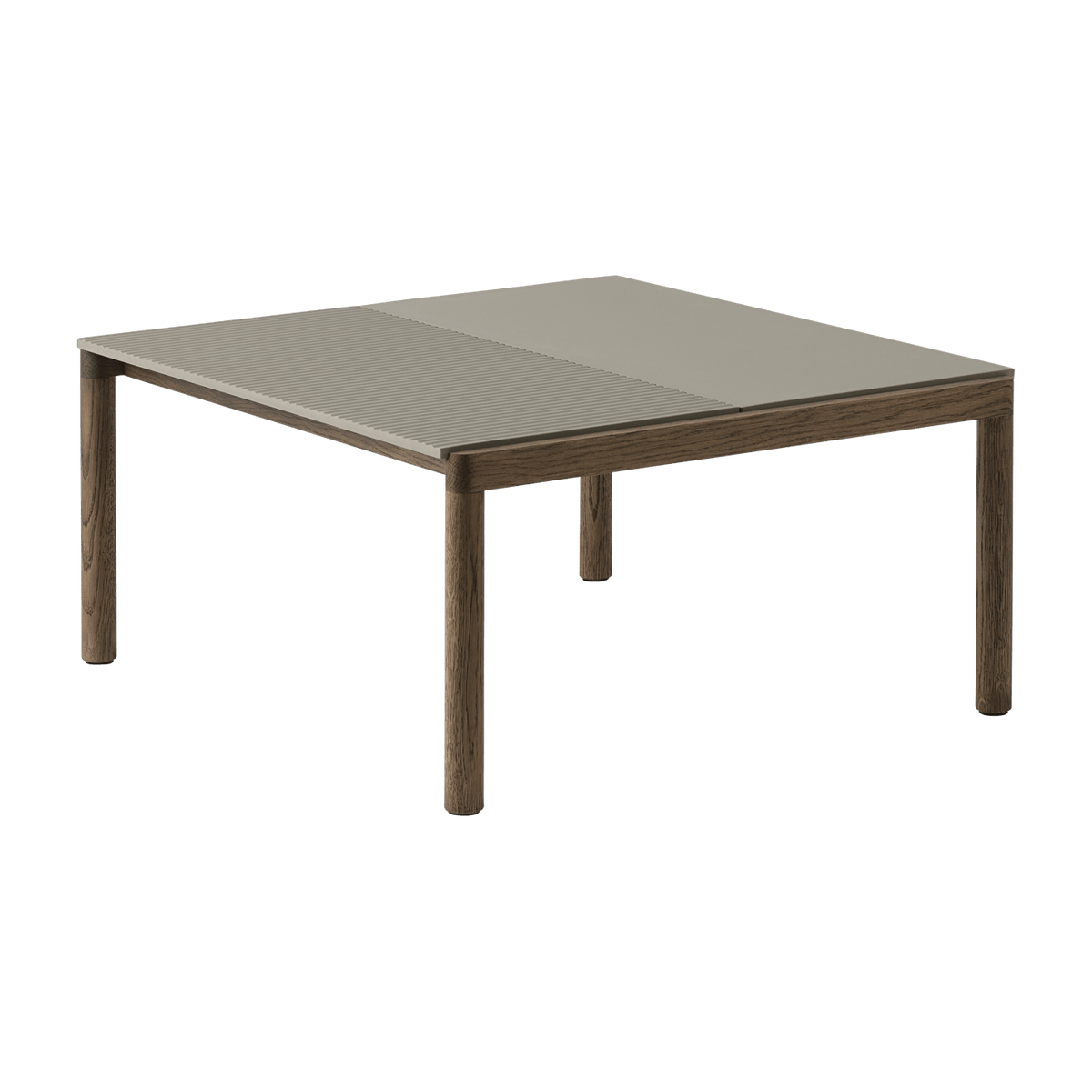 Table basse en grès taupe wavy et chêne foncé 85 x 80 cm Couple - Muuto - The Cool Republic