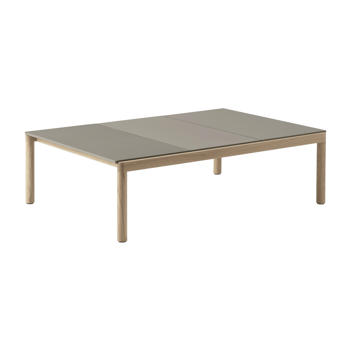 Table basse en grès taupe wavy et chêne naturel 85 x 120 cm Couple - Muuto - The Cool Republic