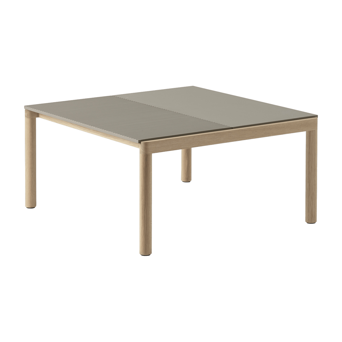 Table basse en grès taupe wavy et chêne naturel 85 x 80 cm Couple - Muuto - The Cool Republic
