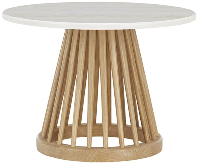Table basse en marbre blanc et bois de chêne naturel Fan - Tom Dixon - The Cool Republic