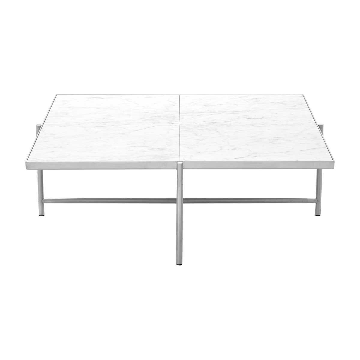 Table basse en marbre blanc et piètements en acier inoxydable Coffee 90 - Handvärk - The Cool Republic
