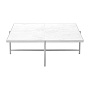 Table basse en marbre blanc et piètements en acier inoxydable Coffee 90 - Handvärk - The Cool Republic