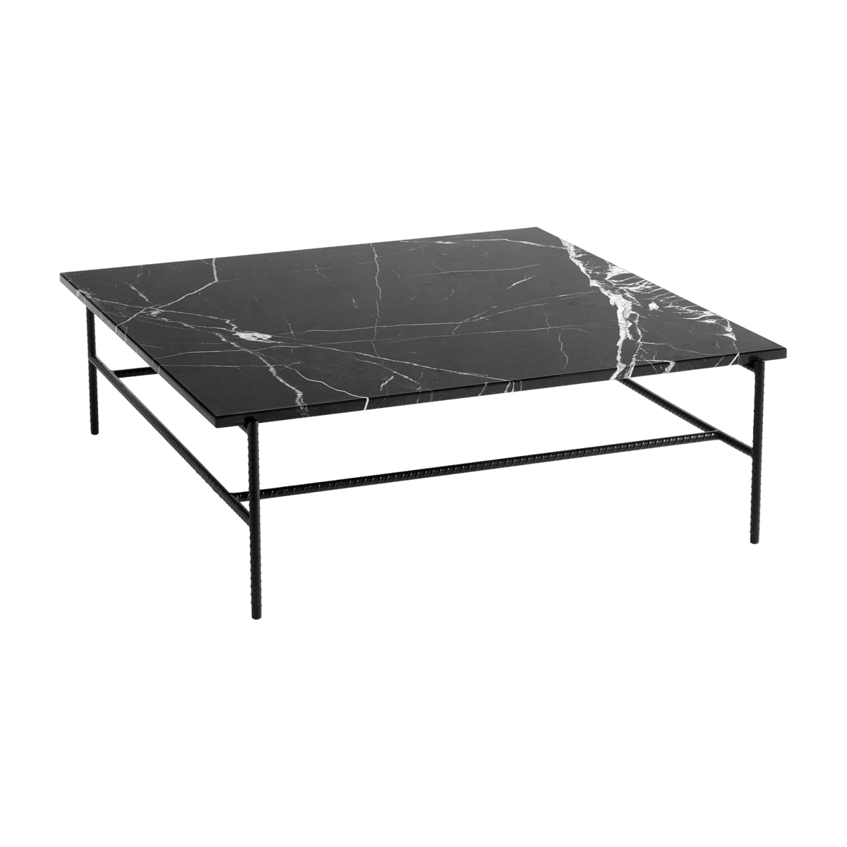 Table basse en marbre et piètement en acier noir 100 x 104 x 33 cm Rebar - Hay - The Cool Republic