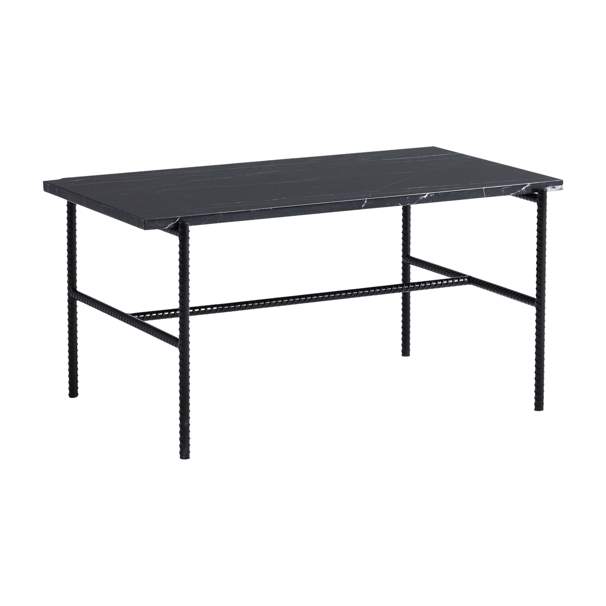 Table basse en marbre et piètement en acier noir 80 x 49 x 40 cm Rebar - Hay - The Cool Republic