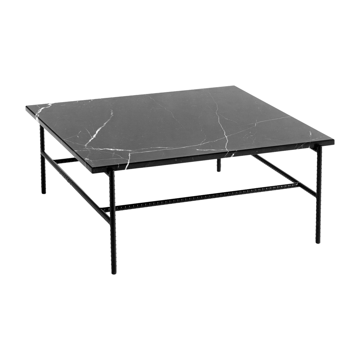Table basse en marbre et piètement en acier noir 80 x 84 x 33 cm Rebar - Hay - The Cool Republic
