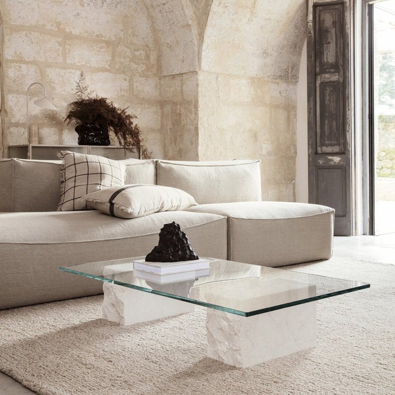 Couchtisch aus Marmor und Glas Bianco Curia