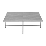 Table basse en marbre gris et piètements en acier inoxydable Coffee 90 - Handvärk - The Cool Republic