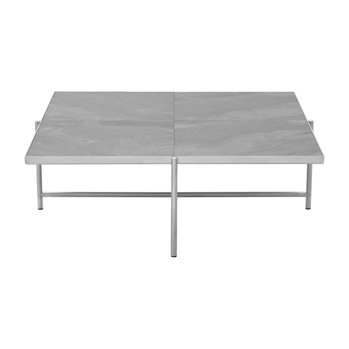 Table basse en marbre gris et piètements en acier inoxydable Coffee 90 - Handvärk - The Cool Republic